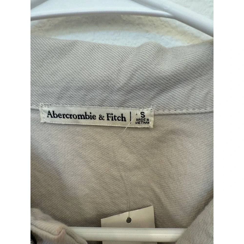 Abercrombie‎ & Fitch Denim Shirt Dress Light Grey Small NWT - Picture 4 of 7